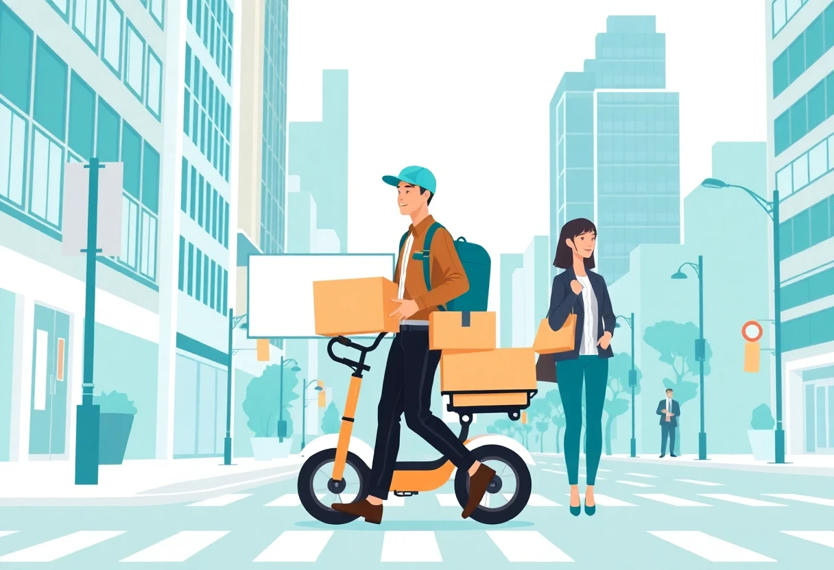 Delivery job in an urban setting