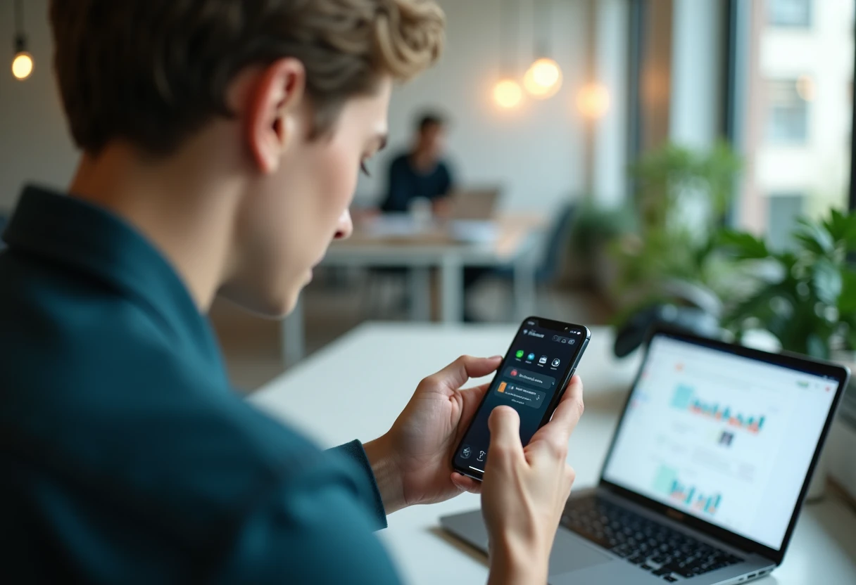 Reviewing productivity apps on a smartphone