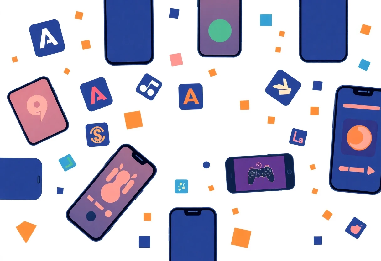 Abstract mobile gaming scene