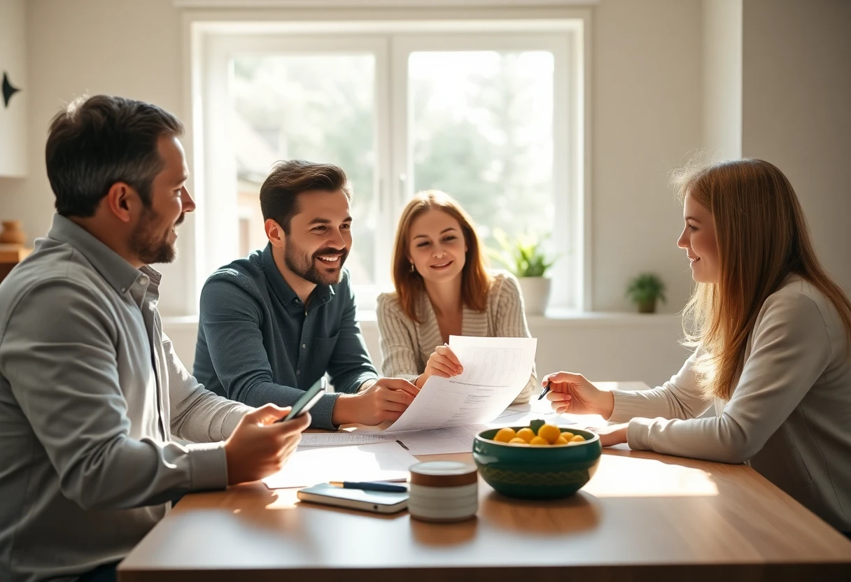 Family reviewing financial plans