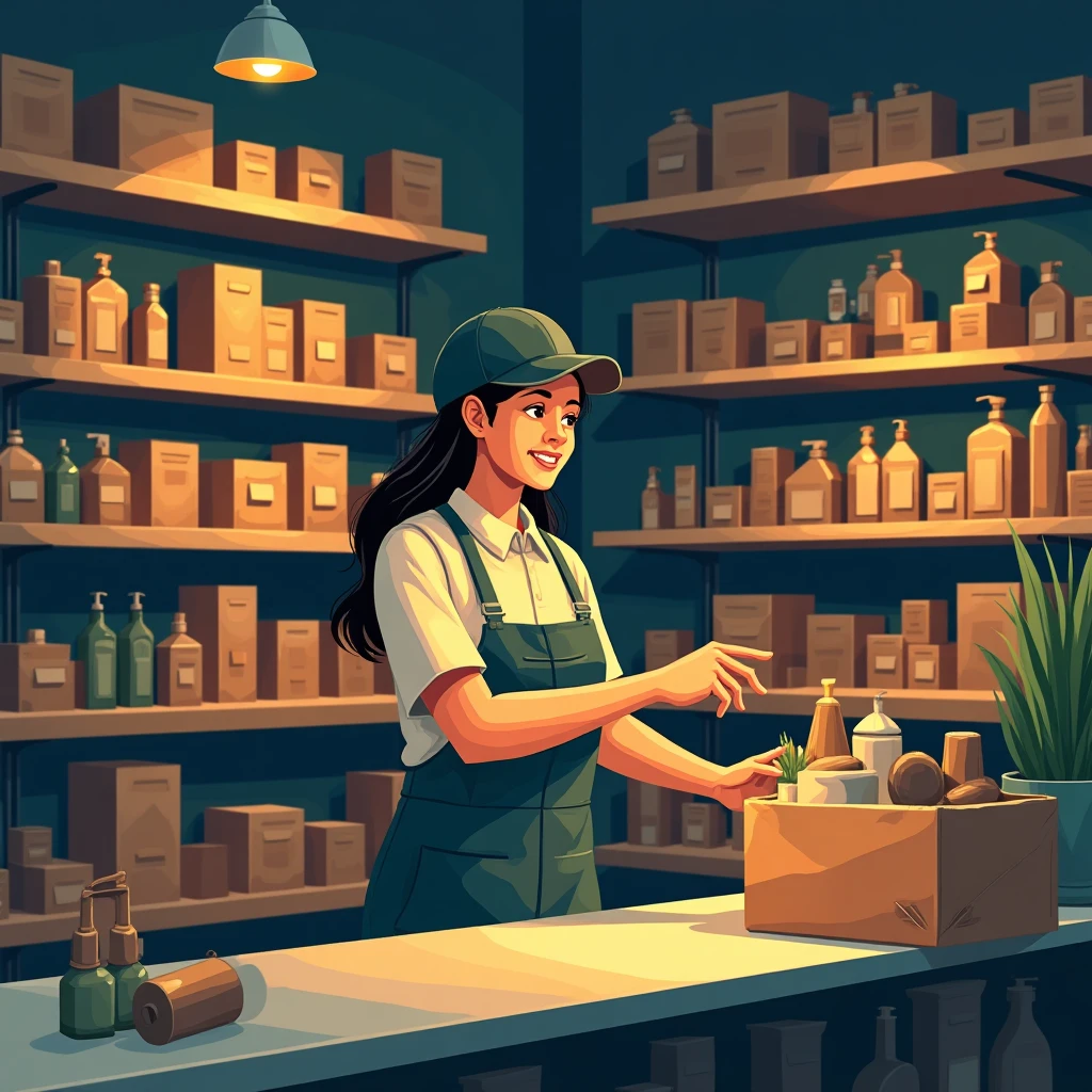 Retail worker in action