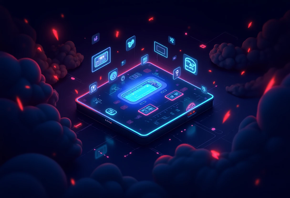 Gaming app icons floating