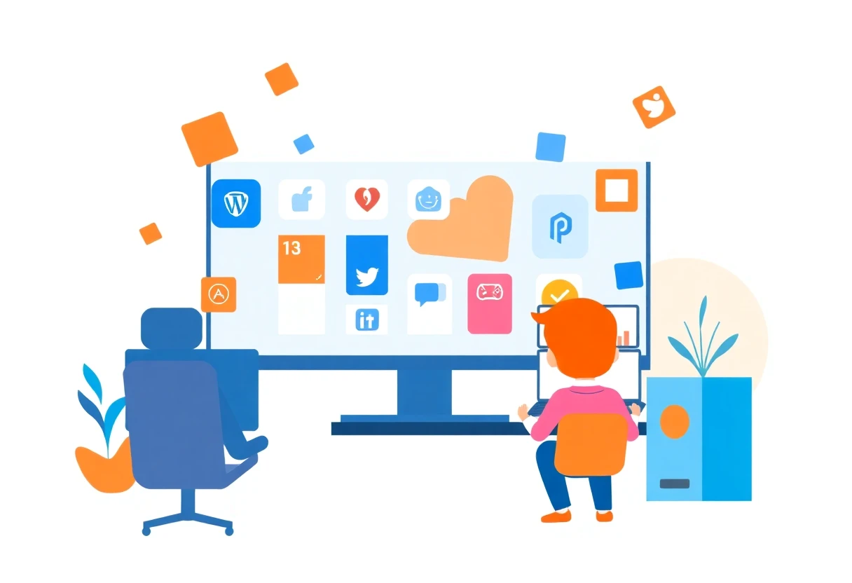 Colorful app grid illustration
