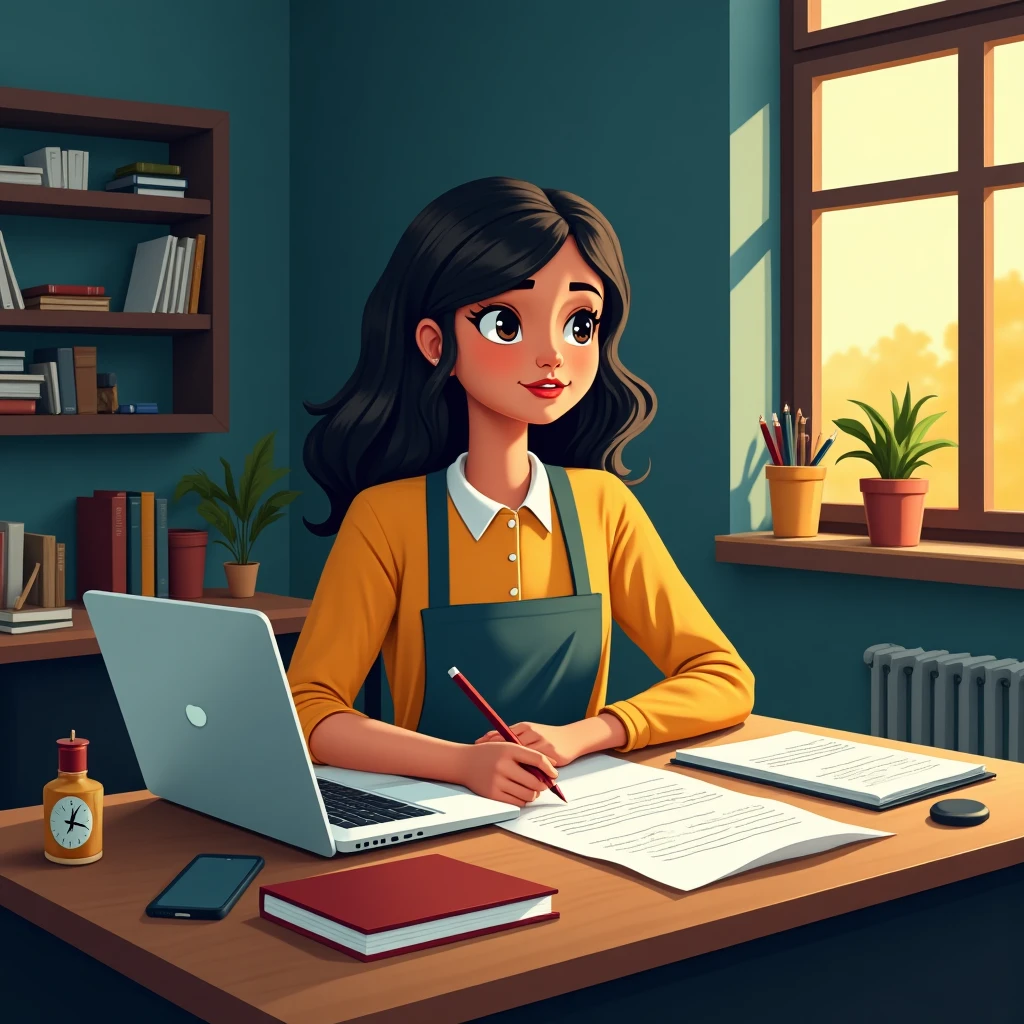 Teacher preparing lesson plans
