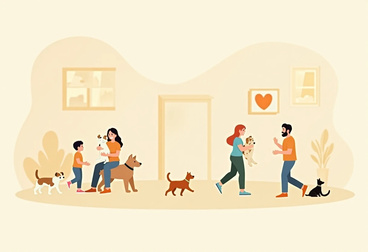 Happy pet adoption