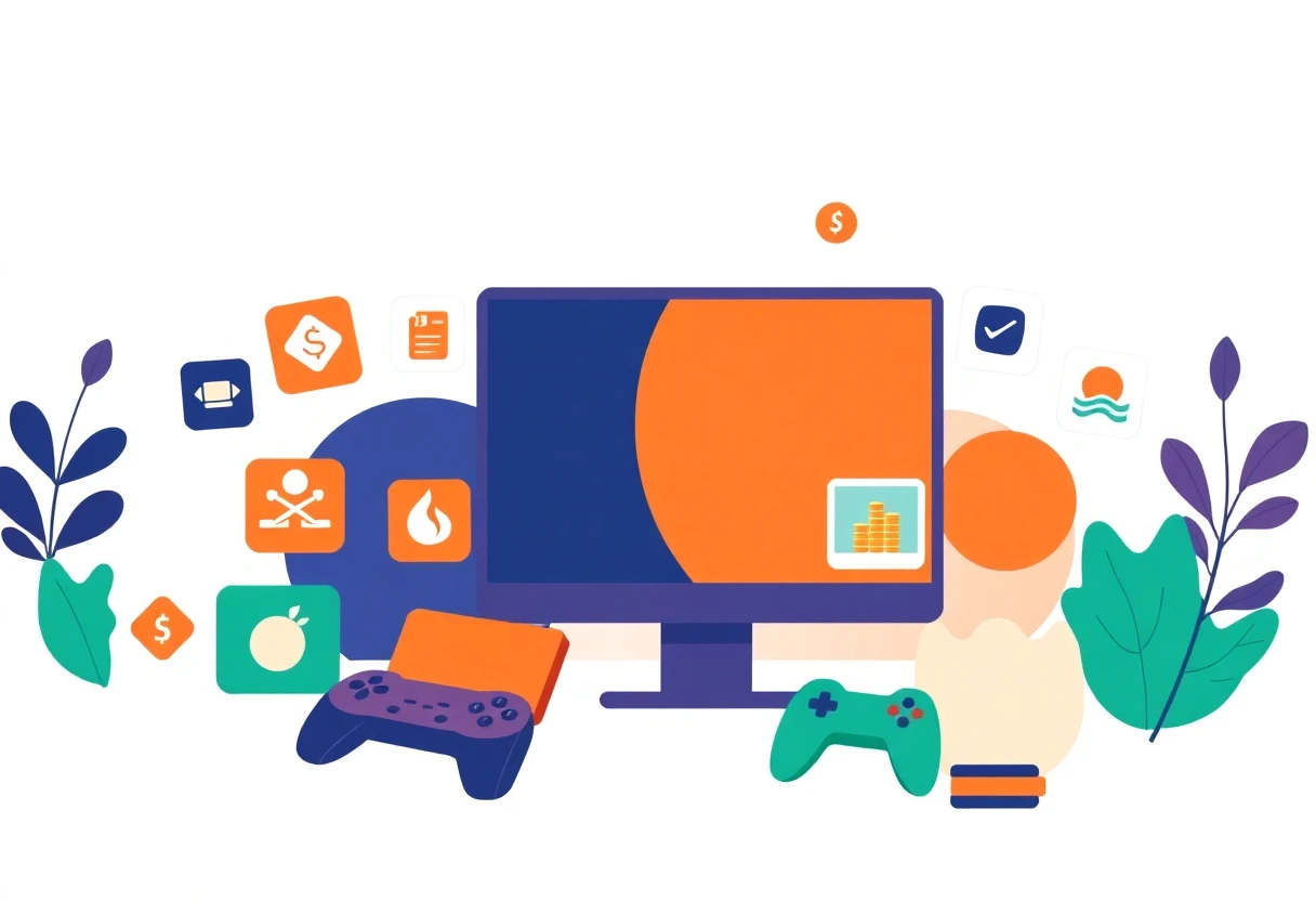 Illustration of budgeting app icons