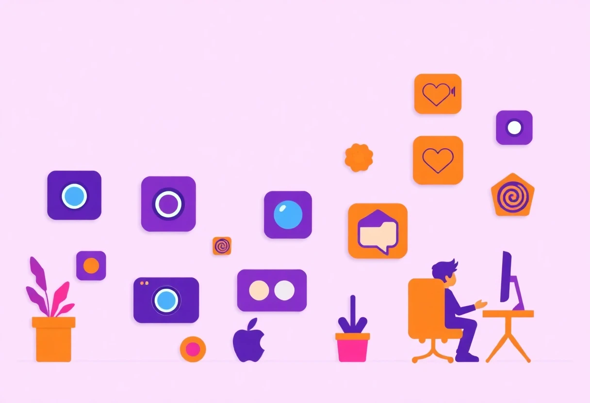 Diverse camera and editing app icons