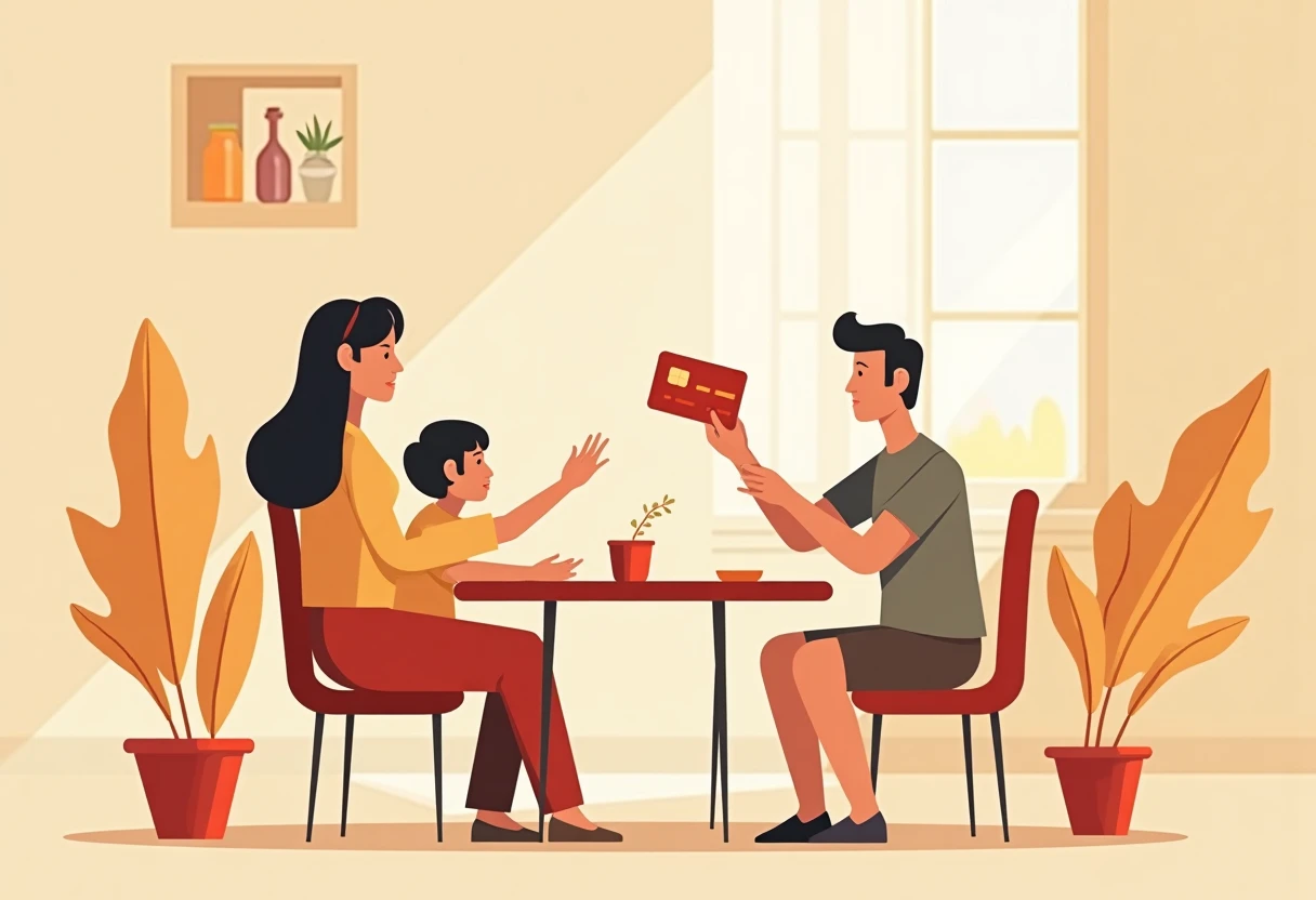 Family reviewing financial plans