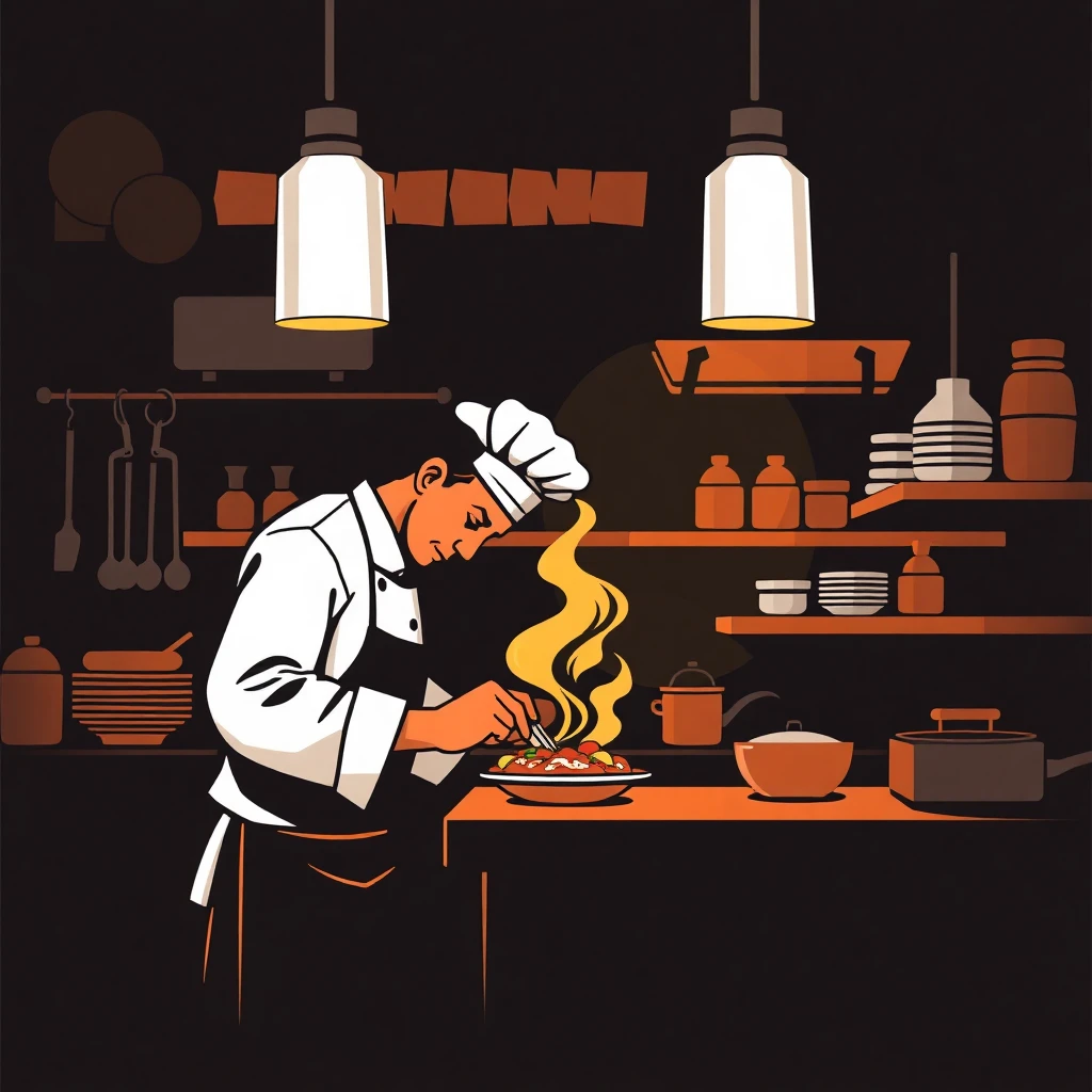 Chef at work in a kitchen