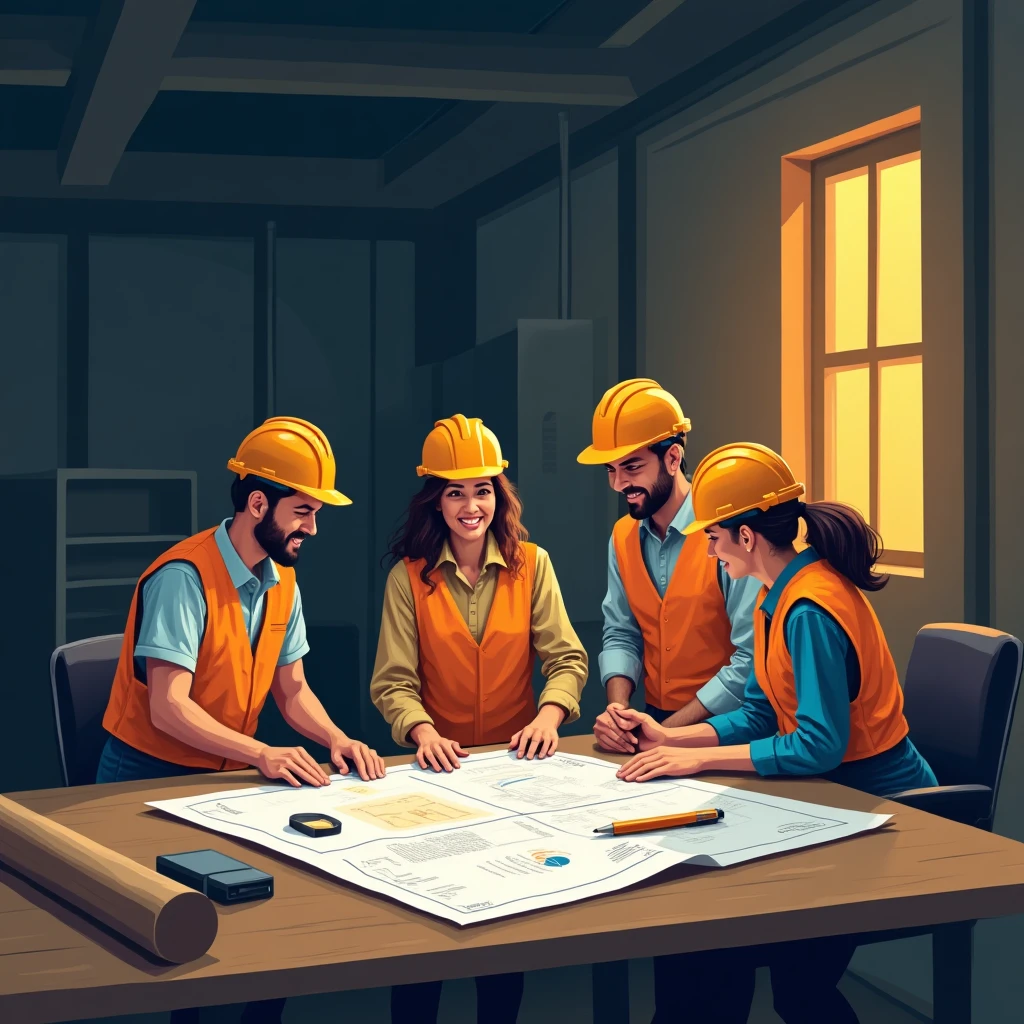Construction team meeting