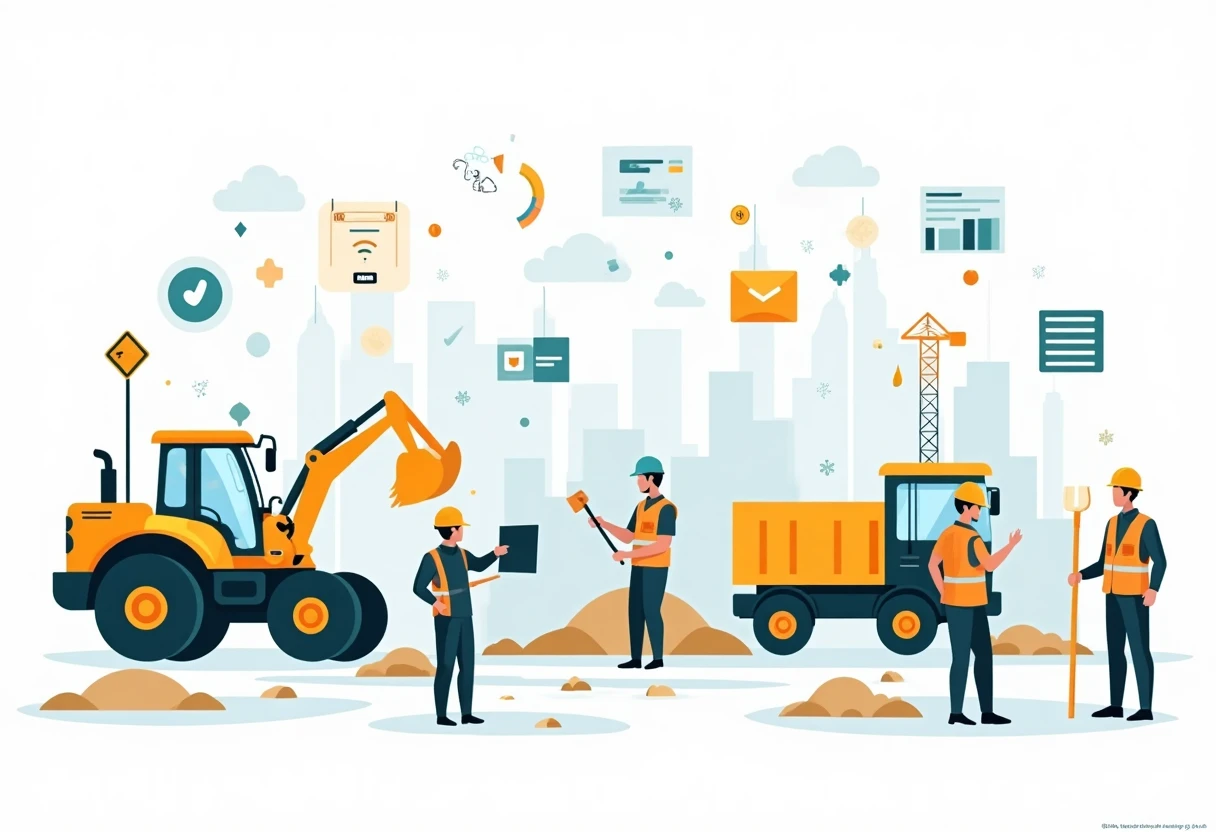 Modern construction site illustration
