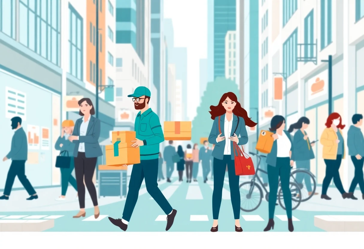 Courier delivering packages