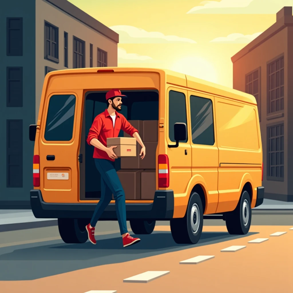 Courier driver in action