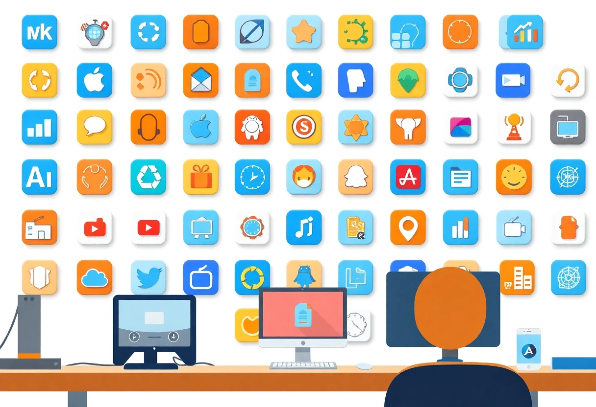Online learning apps illustration