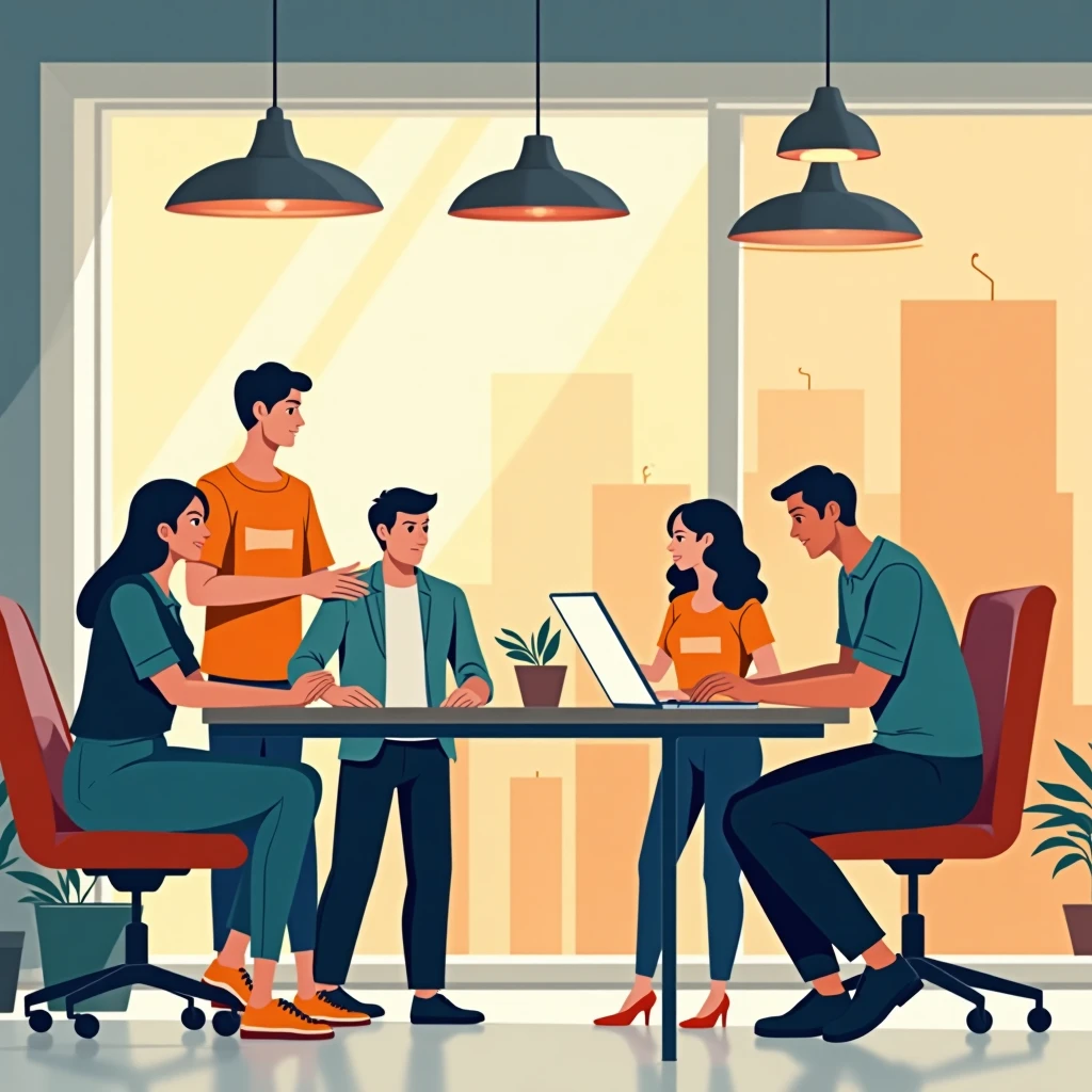 Team collaboration in a modern office