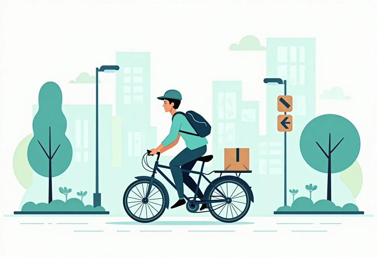 City courier navigating through traffic