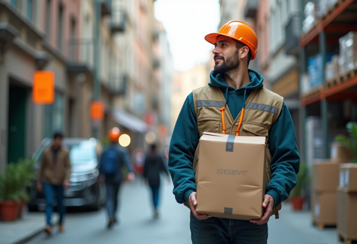 Urban delivery job scene