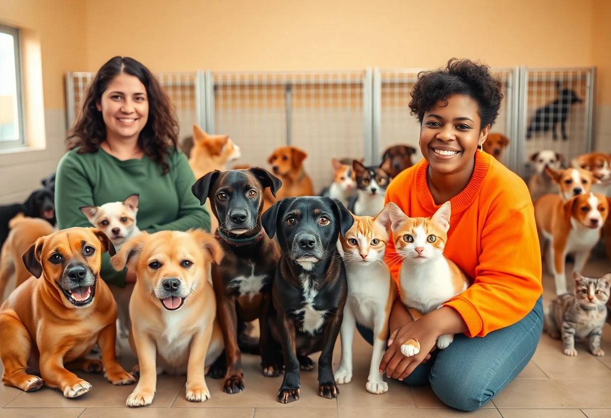 Wide selection of adoptable pets at a shelter