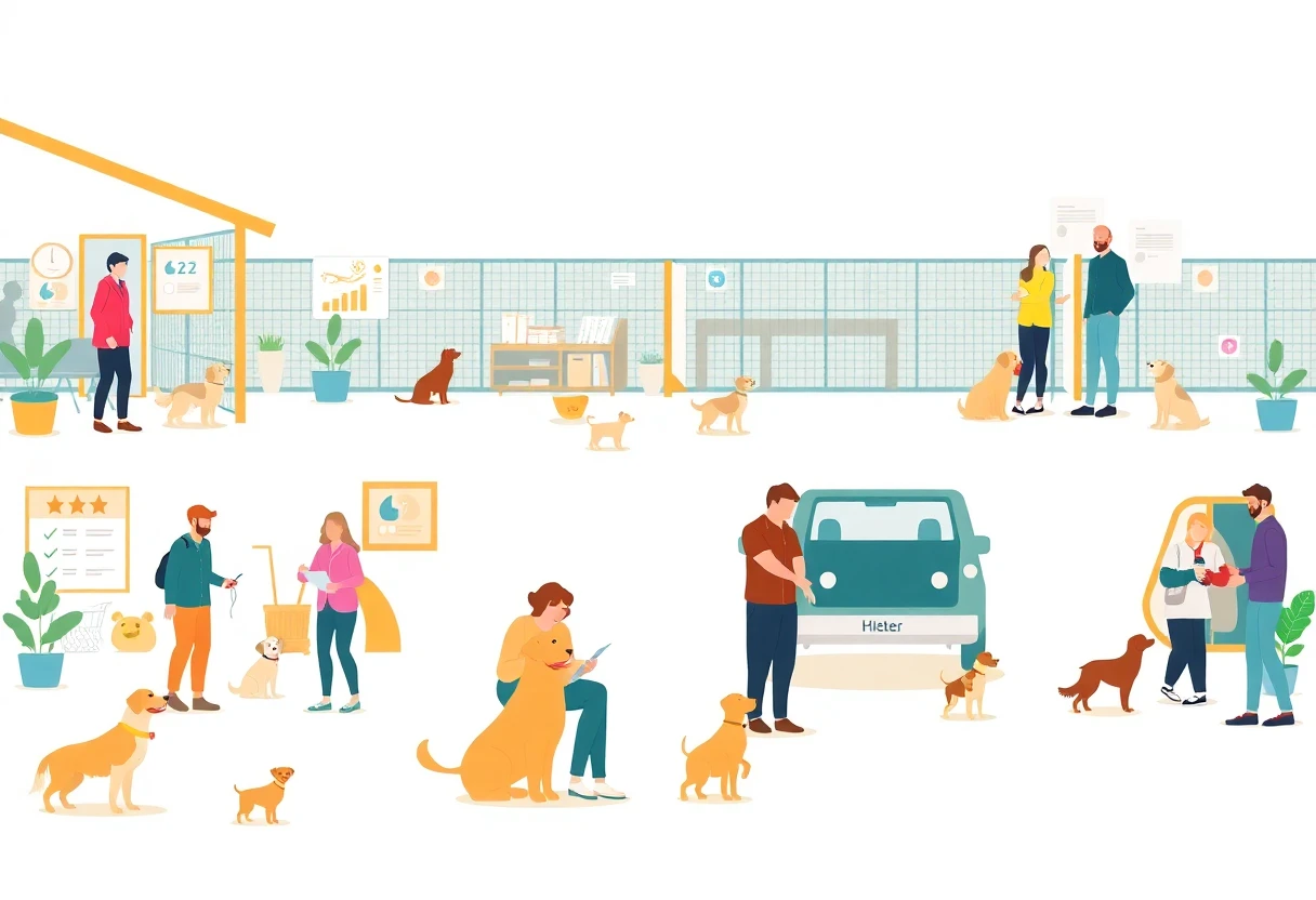 Welcoming animal shelter scene