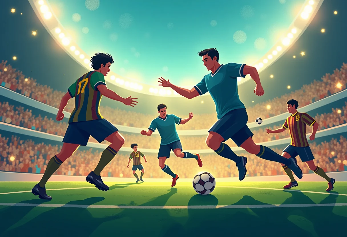 Intense football match illustration
