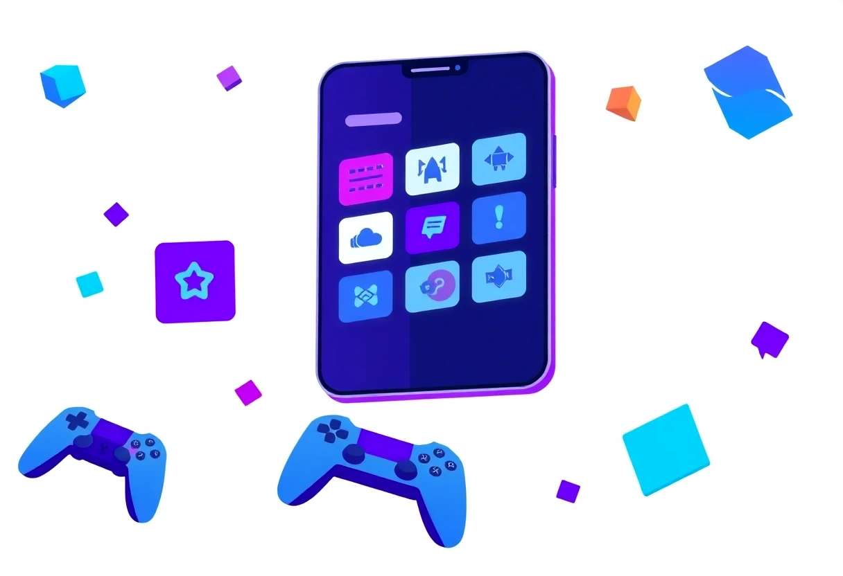 Gaming app elements in abstract design