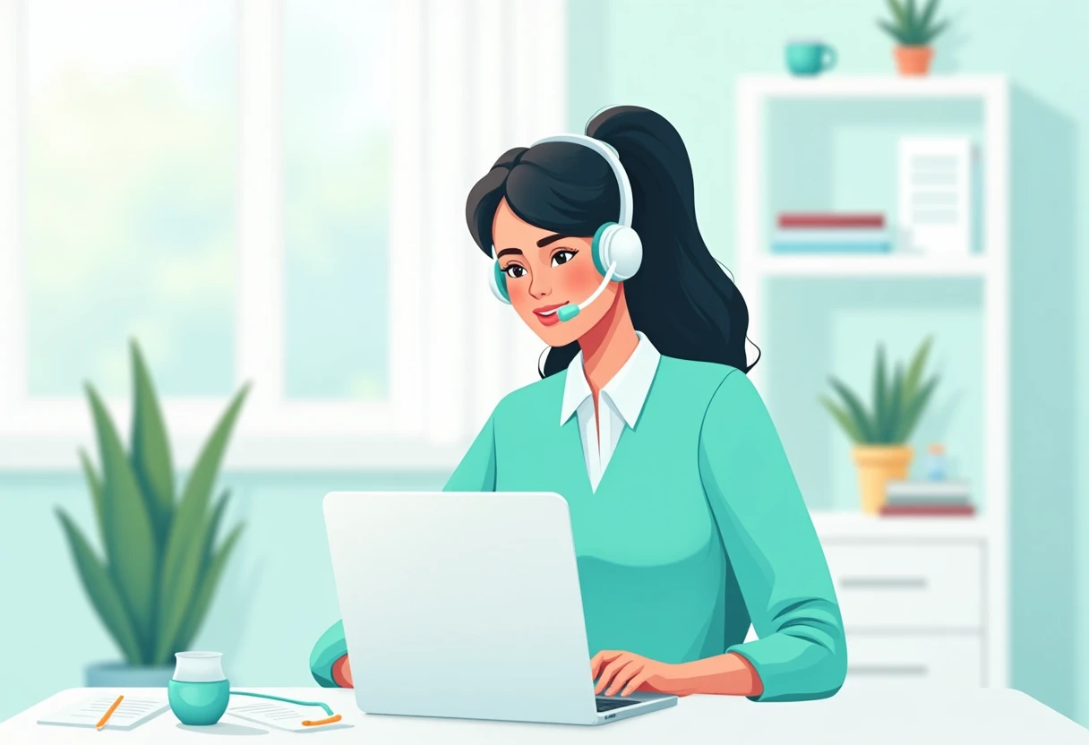 Healthcare professional working remotely