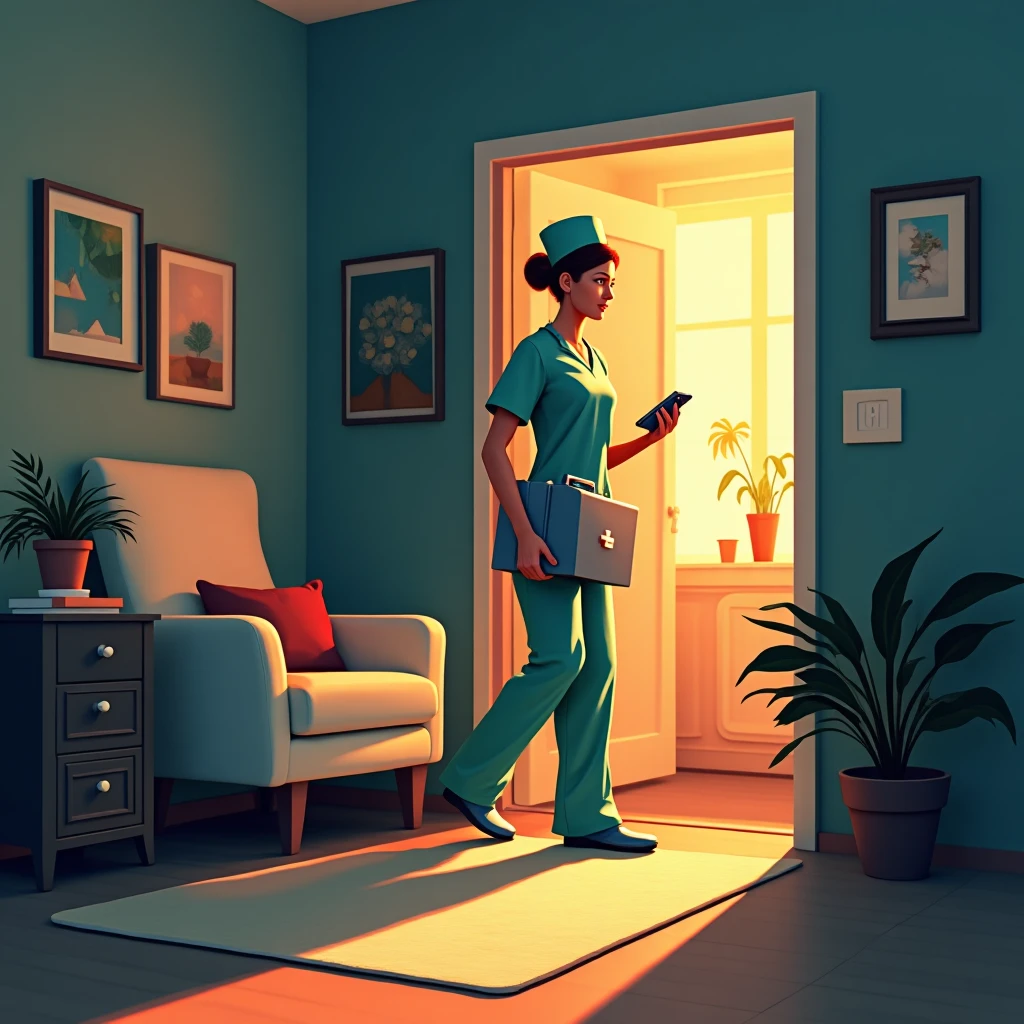 Home healthcare nurse on a visit