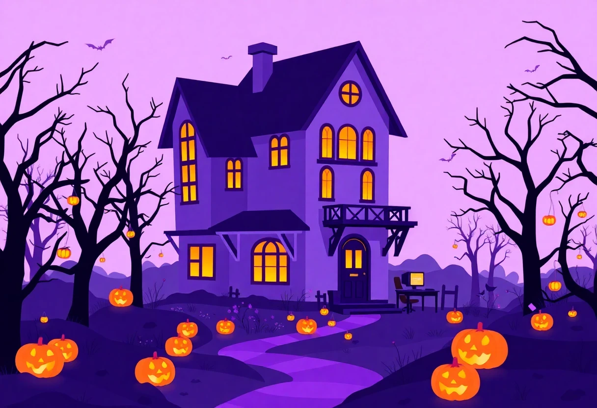 Haunted house in spooky forest