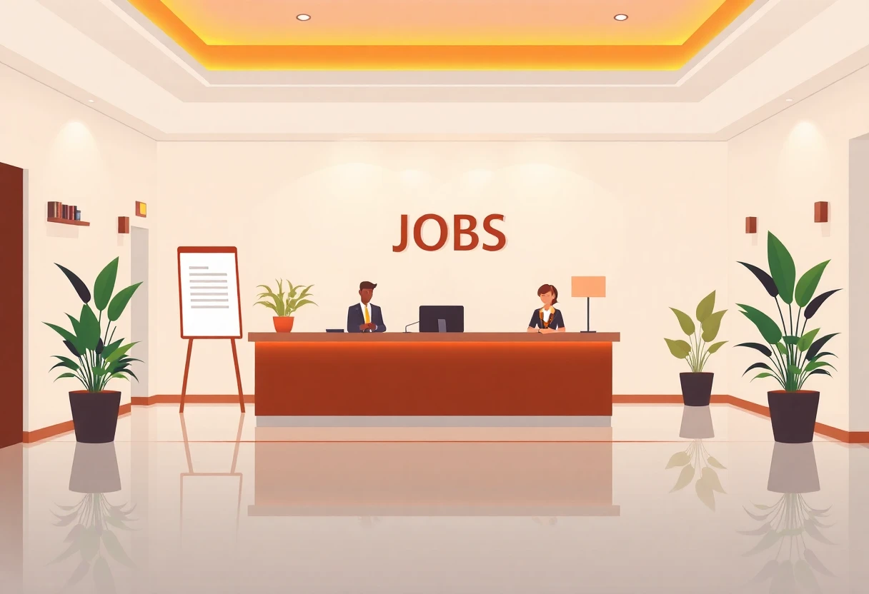 Hotel lobby with front desk