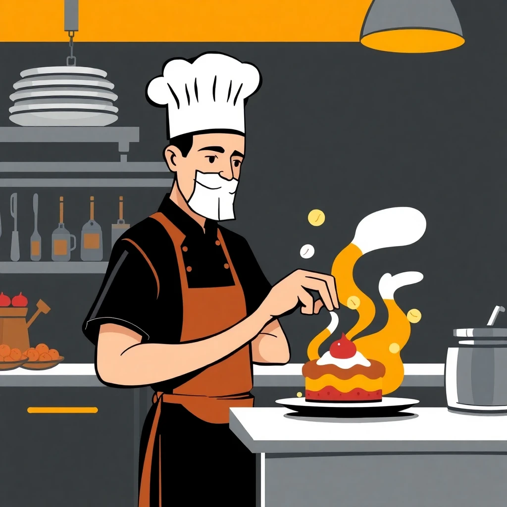 Chef preparing dessert