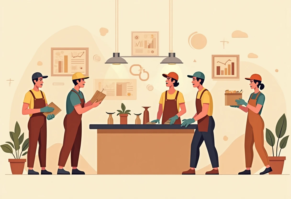 Hospitality workers in action
