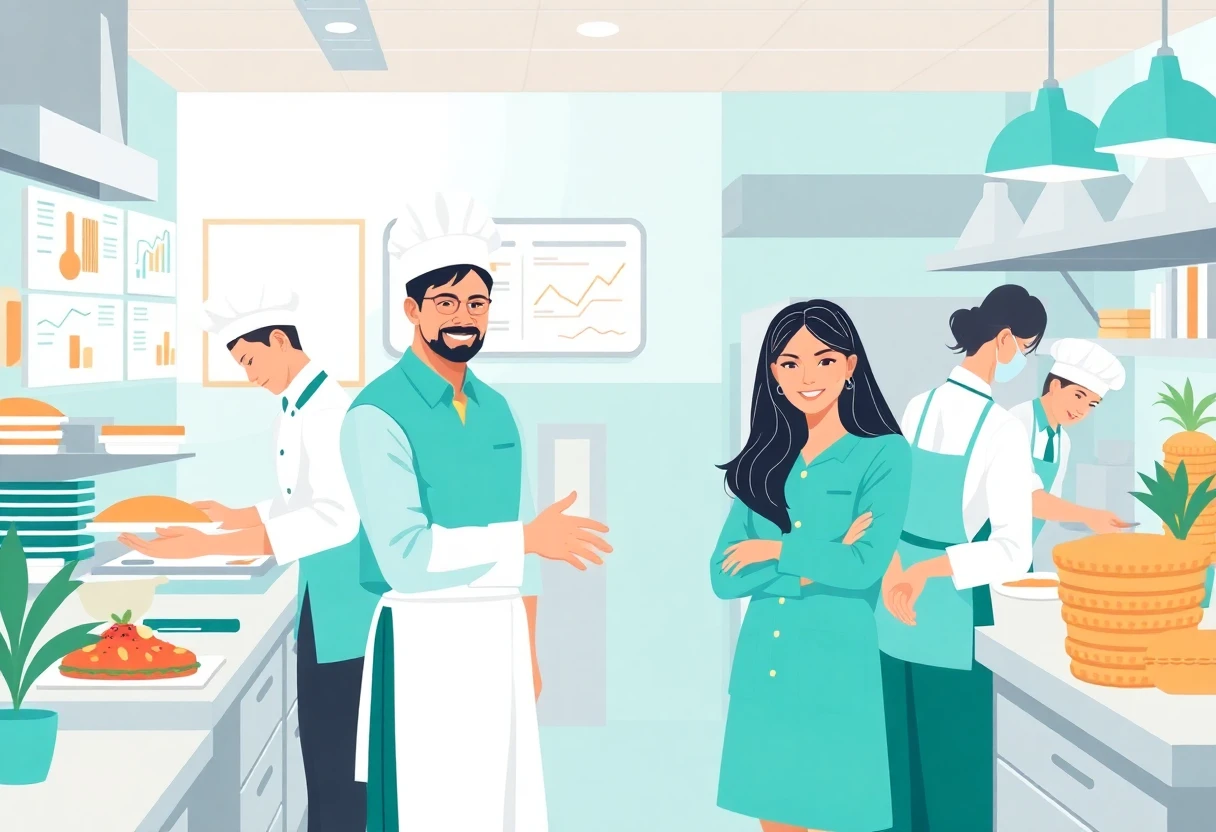 Busy kitchen scene
