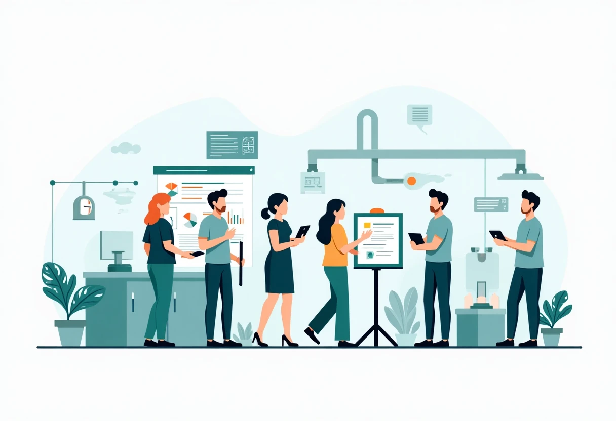 Modern manufacturing team at work