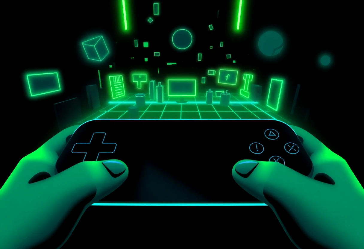 Immersive mobile gaming illustration