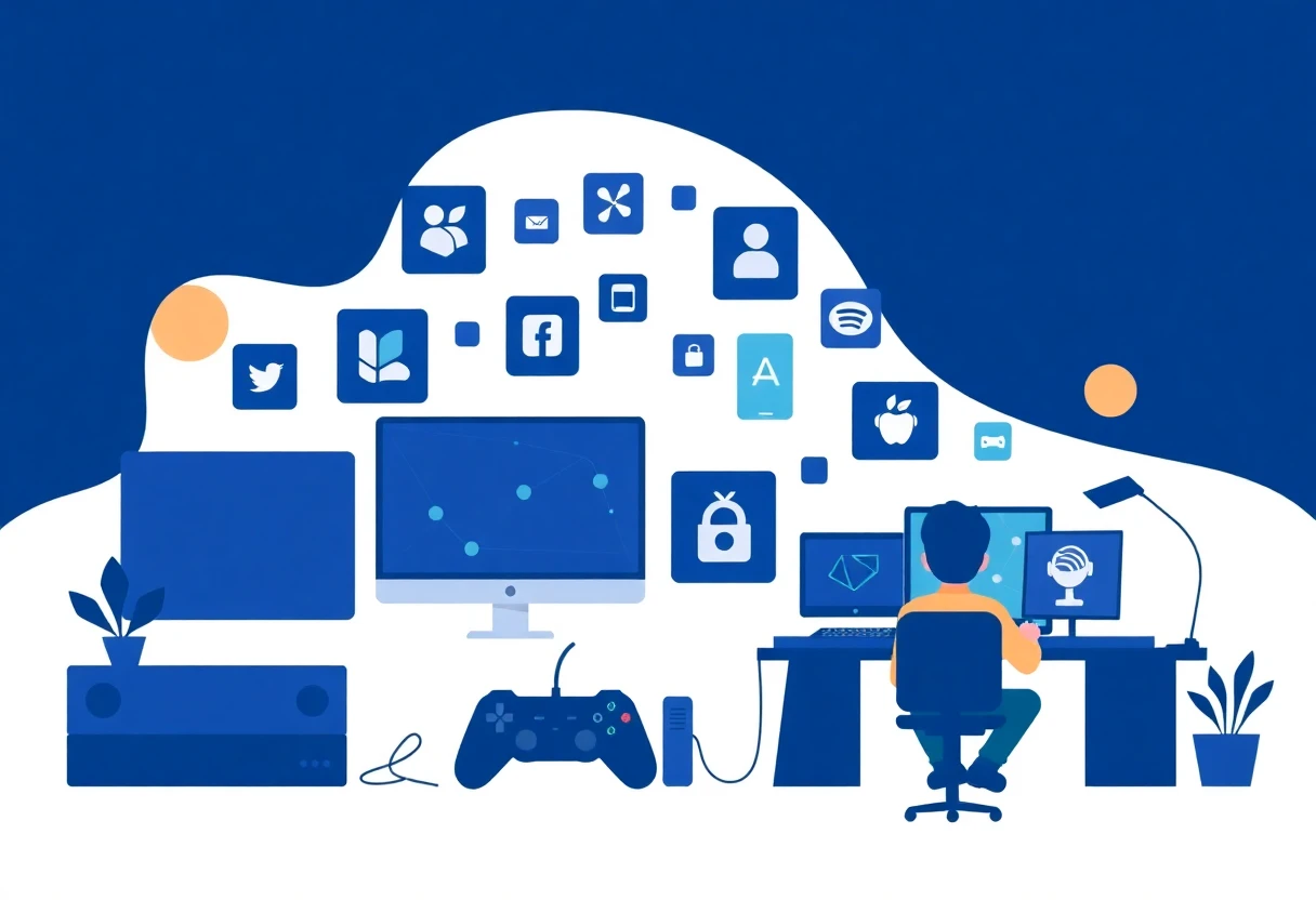Mobile gaming hub illustration