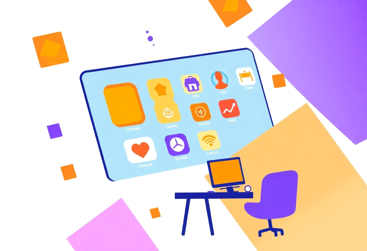 Abstract app grid with vibrant icons
