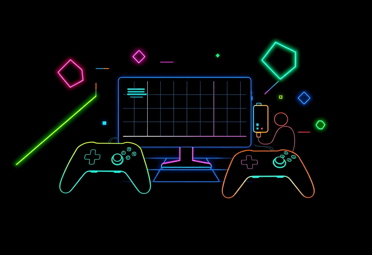Strategic gaming scene with neon accents