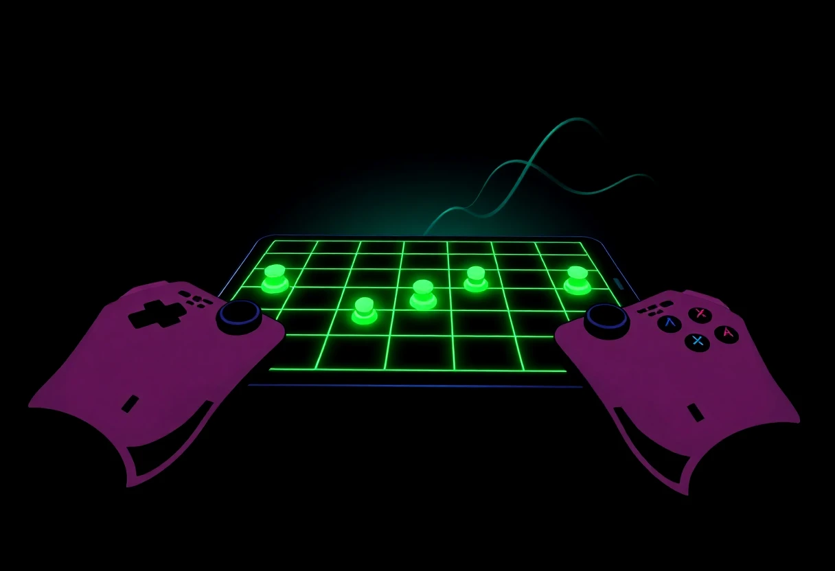 Strategic game board with neon highlights