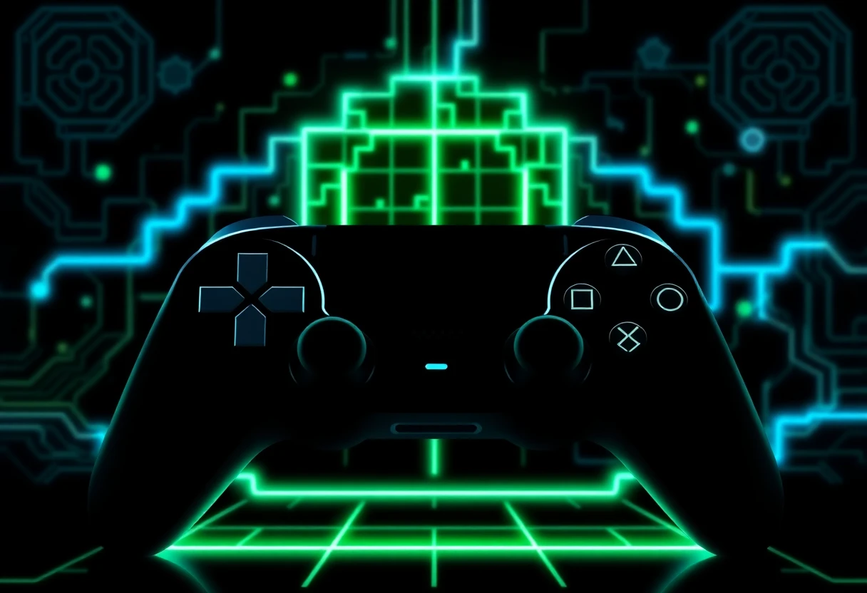 Abstract puzzle motifs with neon highlights