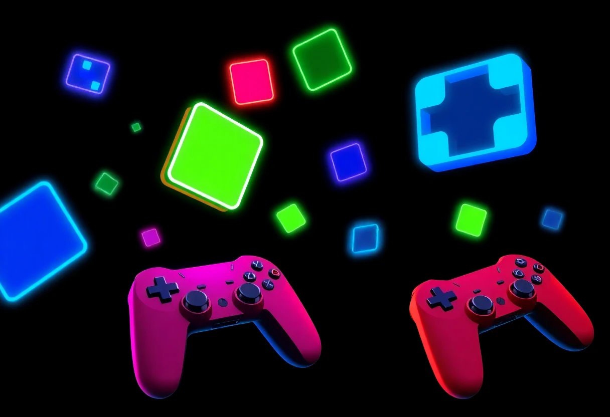 Abstract gaming tiles in space