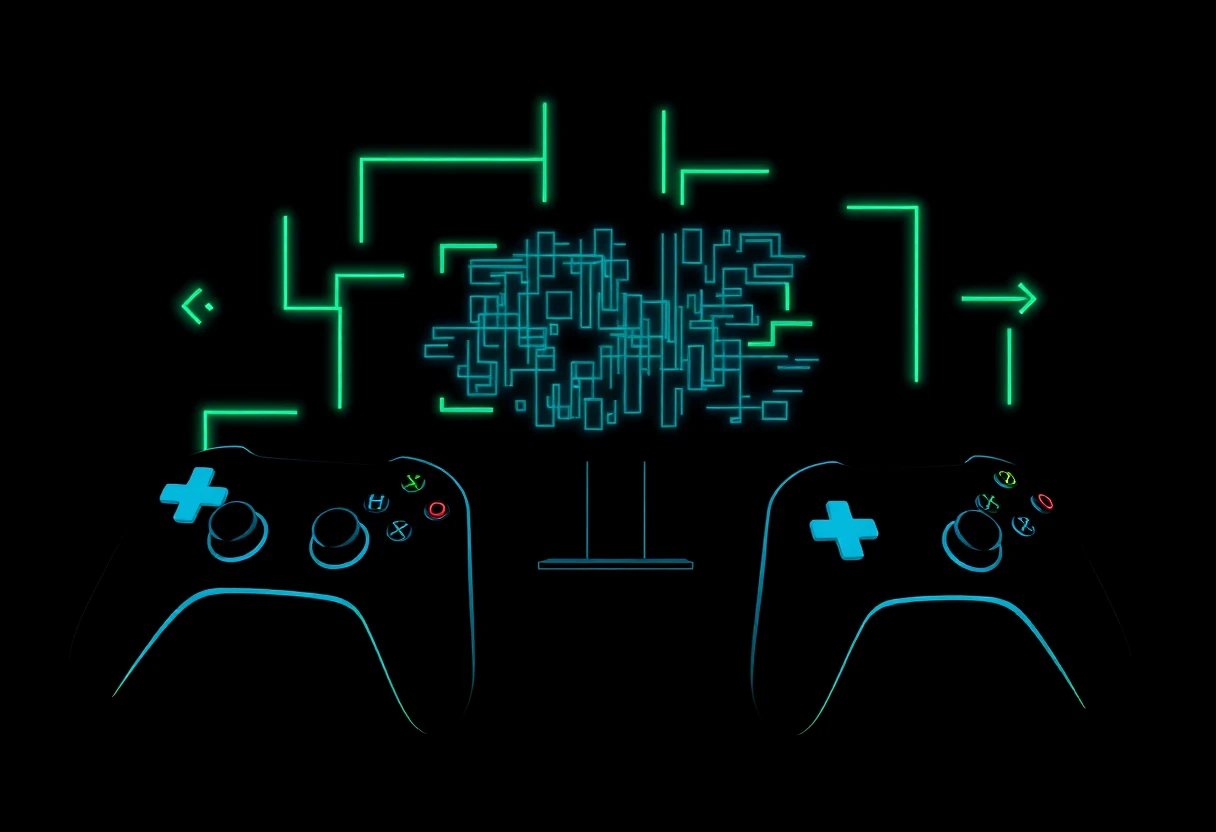 Gaming grid with neon accents