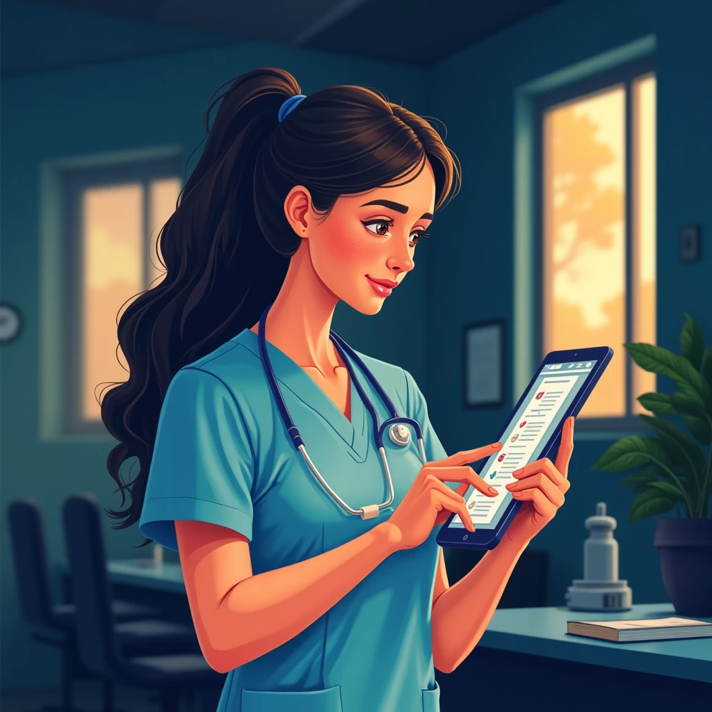 Young nurse reviewing job listings