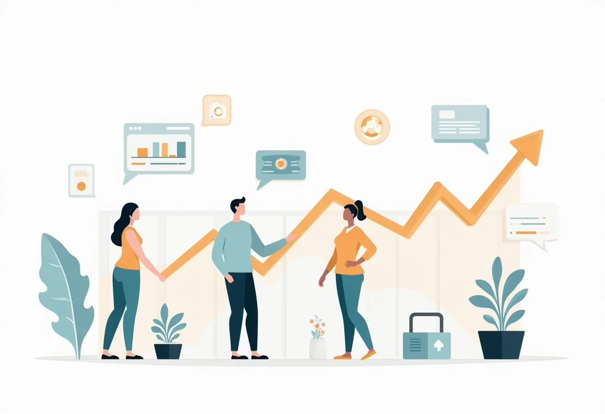 Office job flexibility and growth illustration