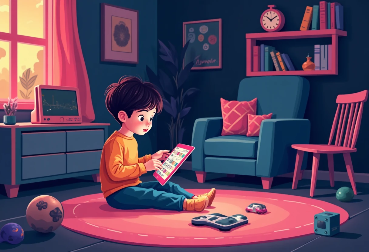 Child learning coding on a tablet