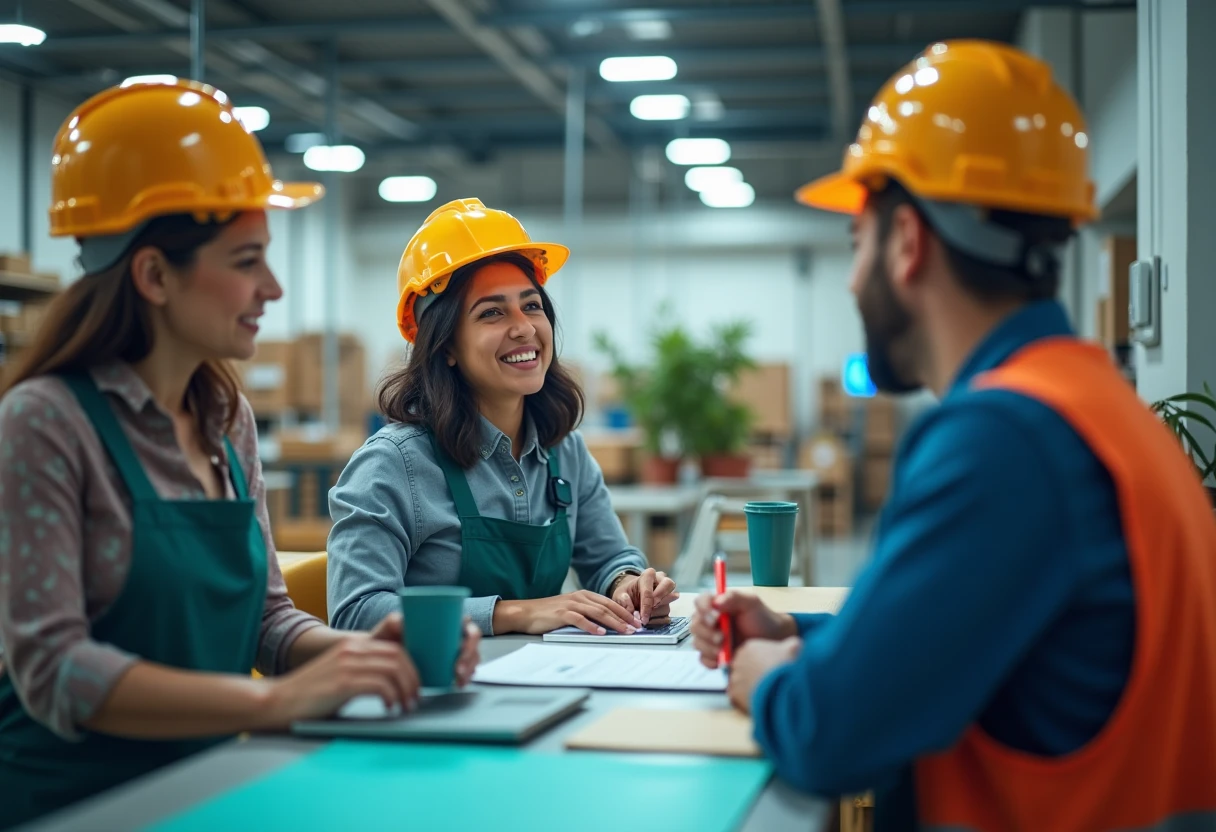 Warehouse workers in action