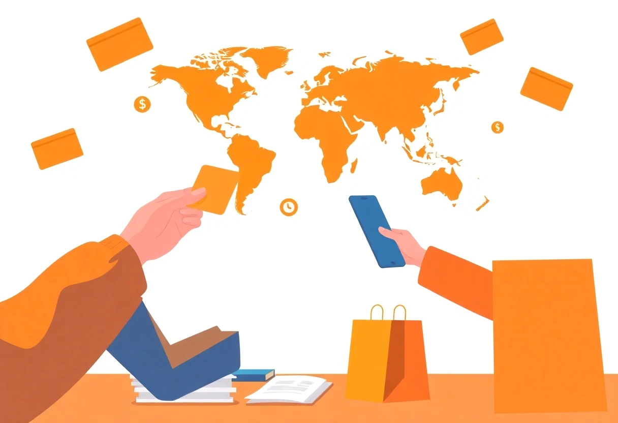 Global banking connections illustration