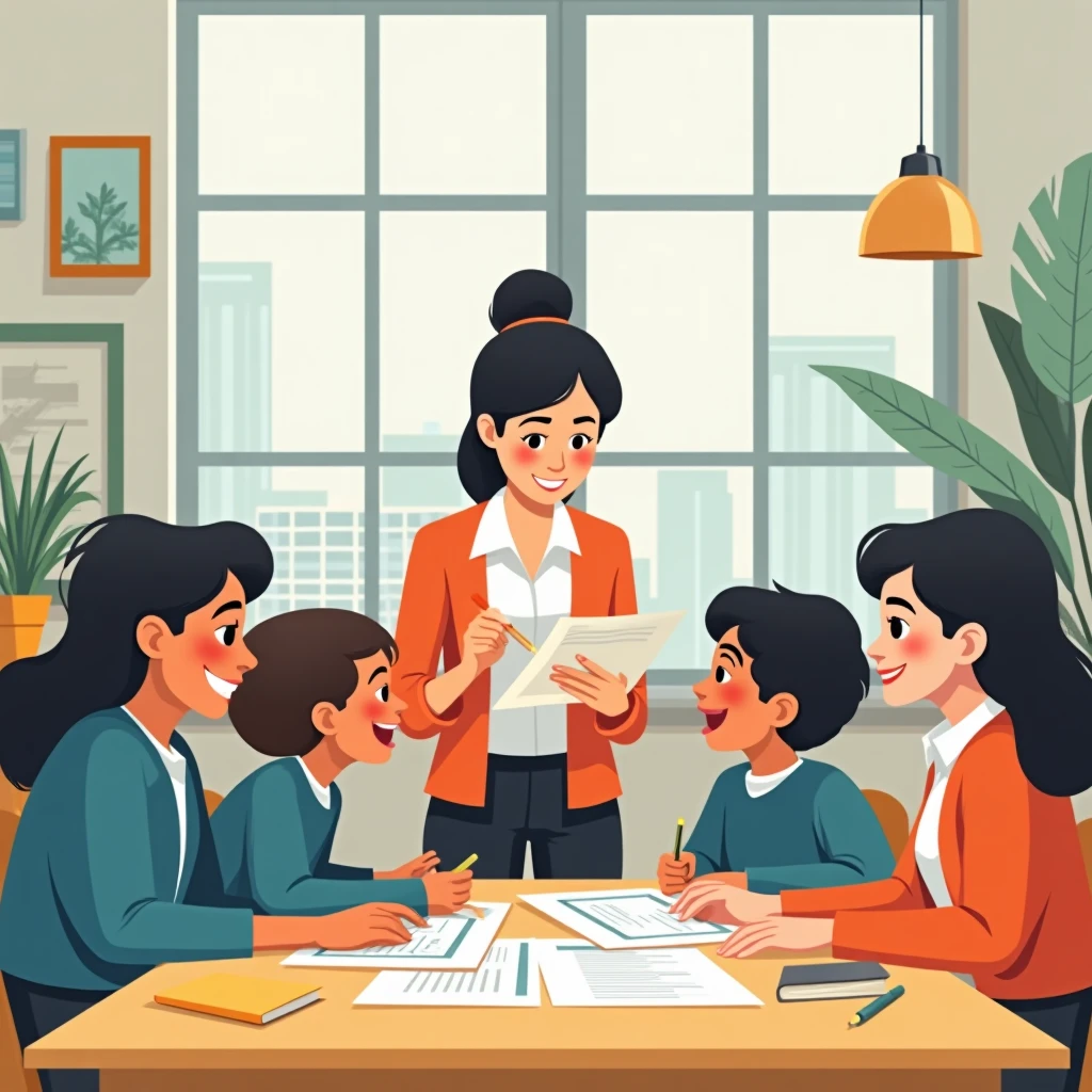 Teacher with students