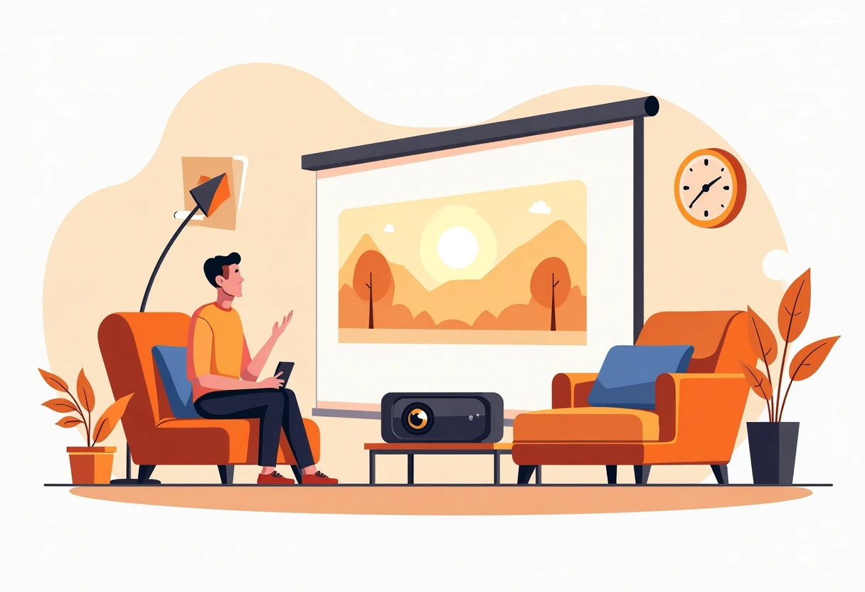 Premium mini projector in a modern home