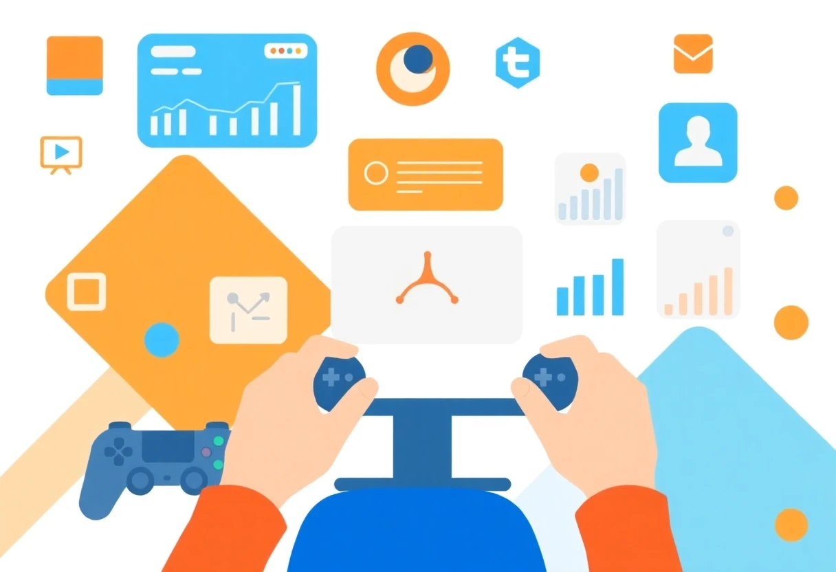 Productivity app icons arranged in an abstract grid