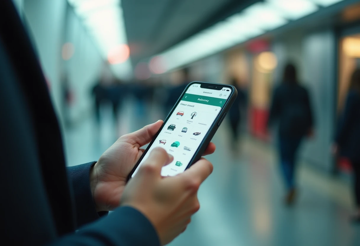 Using a ride-sharing app in transit